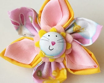 Pink and Yellow Easter Bunny Flower for Girl Dog and Cat Collar