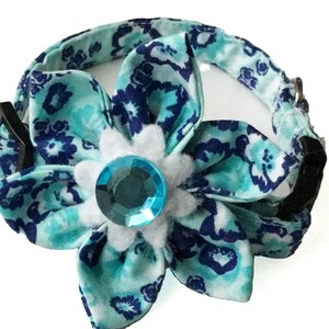 Blue & Aqua Floral Flower Collar for Girl Dogs and Cats
