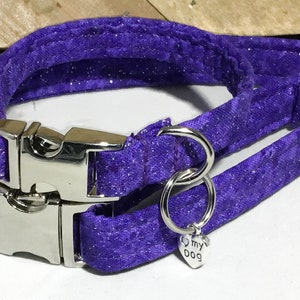 Sparking Purple Dog or Cat Collar with Matching Friendship Charm Bracelet and Black Standard Buckle or Metal Buckle Upgrade image 9