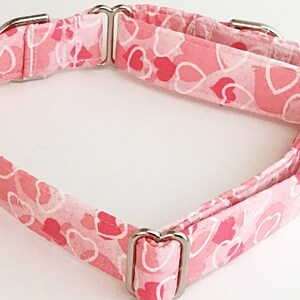Red and Pink Valentine's Day Heart Collar With Flower in Buckled or Martingale Style for Dogs and Cats / Metal Buckle Upgrade/ Leash Upgrade image 7