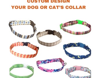 Design Your Dog or Cat's Adjustable Fabric Collar// Matching Leash Upgrade Option //Buckled or Martingale Style//XXS,XS,S,M,L,XL