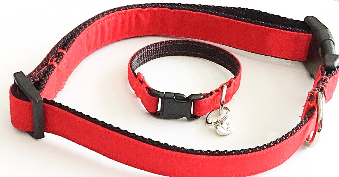 Red & Black Dog and Cat Collar With Matching Friendship Etsy