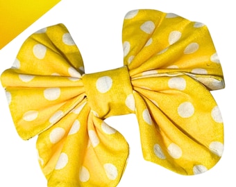 Yellow Polka Dot Butterfly Pet Bow - Attachable Cat & Dog Collar Accessory