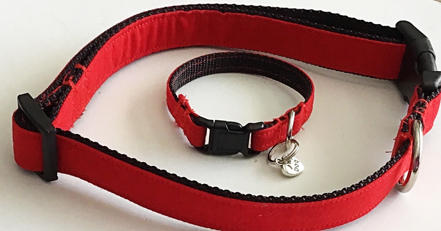 Red & Black Dog and Cat Collar with Matching Friendship Etsy