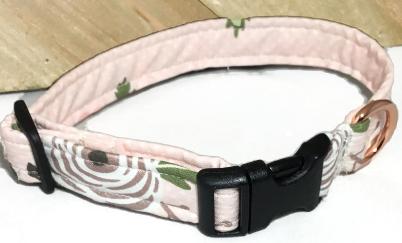 Peach, Pink, Rose Gold and Black Floral Flower Collar for Girl Dogs And Cats /Buckled or Martingale/ Leash Upgrade image 4