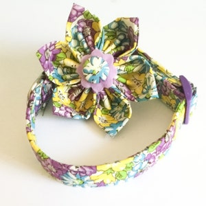 Purple & Yellow Floral Collar with Purple Buckle for Dogs and Cats/Martingale Option /Leash Upgrade image 8