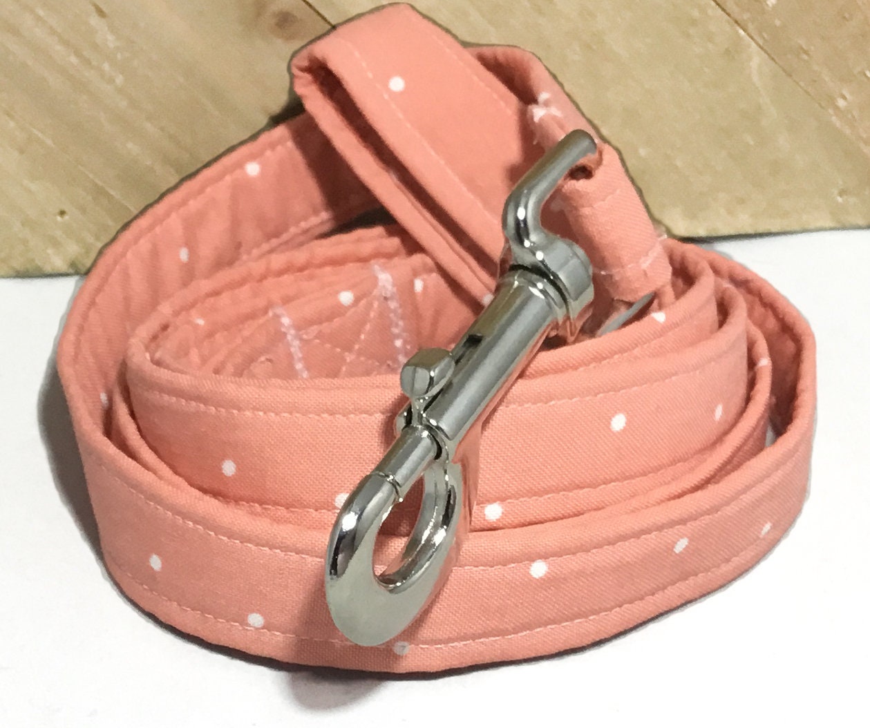 Peach & White Polka Dot Dog Leash in 1 Foot to 6 Foot Etsy