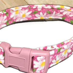 Pink White & Green Floral Daisy Collar With Matching Flower For Dogs And Cats /Summer flower Collar/ Buckled or Martingale / Leash Upgrade image 7