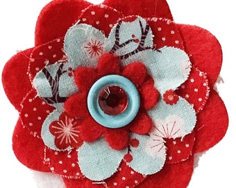 Blue & Red Layered Floral  Flower for Girl Dog and Cat Collar