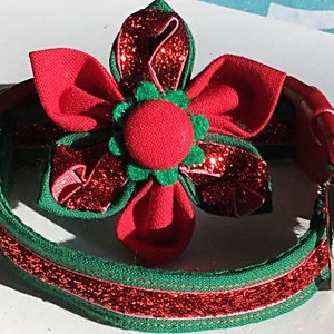 Red & Green Christmas Flower Collar for Girl Dogs and Cats image 4