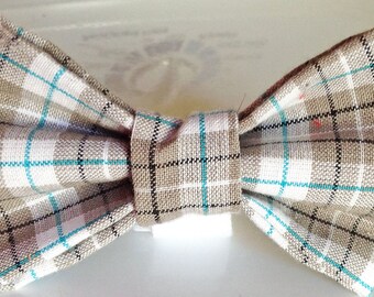 Gray Plaid Dog & Cat  Bow Tie Collar Accessory