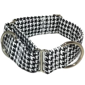 Black & White Houndstooth Martingale Collar - Slip on Style-  Personalization Option