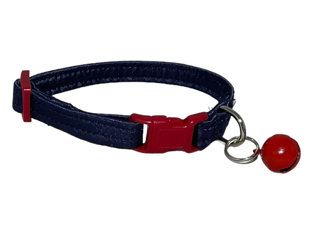 Customizable Blue Satin Breakaway Cat Collar With Jingle Bell ...