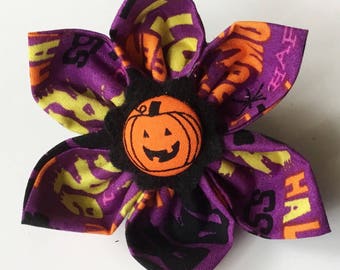 Purple and Orange Halloween Flower for Girl Dog or Cat Collar