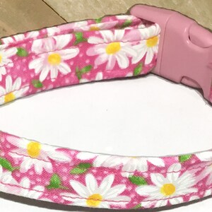 Pink White & Green Floral Daisy Collar With Matching Flower For Dogs And Cats /Summer flower Collar/ Buckled or Martingale / Leash Upgrade image 6