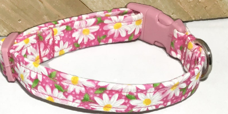 Pink White & Green Floral Daisy Collar With Matching Flower For Dogs And Cats /Summer flower Collar/ Buckled or Martingale / Leash Upgrade image 6