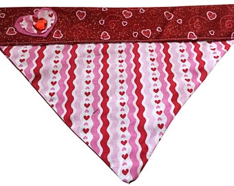 Over the Collar Valentine's Day Bandana with Hearts for Dogs and Cats