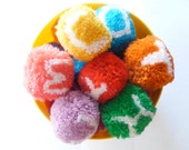 6 personalized pompoms - 2 inches diameter