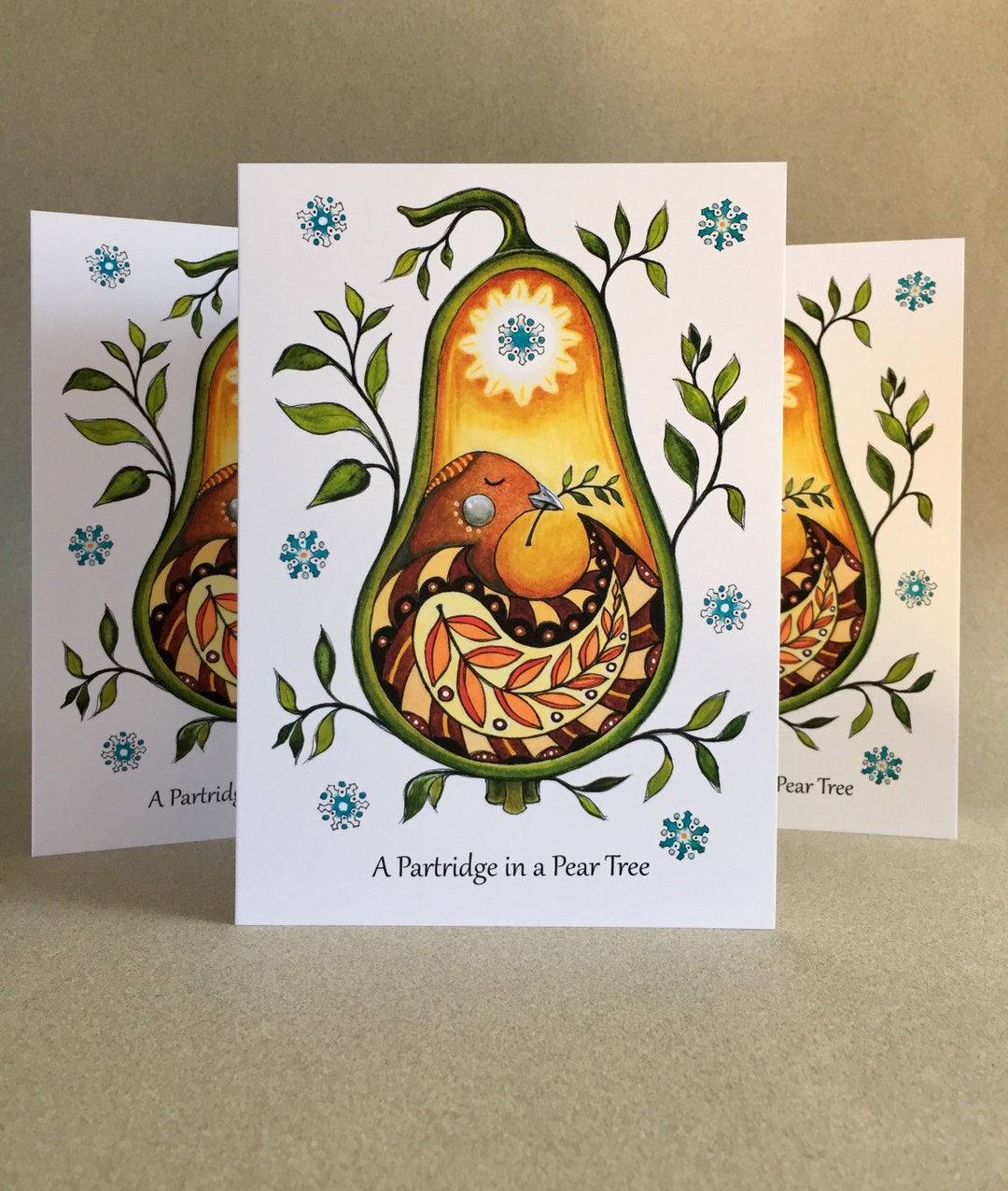 Partridge in a Pear Tree Holiday Cards Set - Etsy