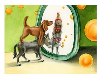Dog and Donkey Celebration Card