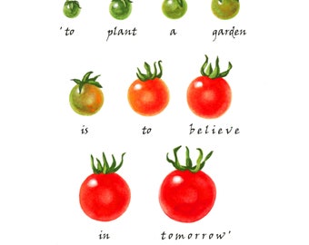 Inspirational Card, Audrey Hepburn Quote with Cherry Tomatoes