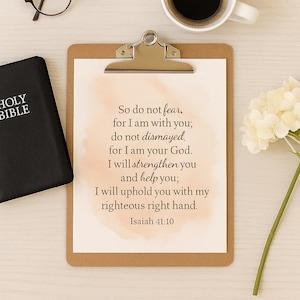Isaiah 41:10 Printable Wall Art – Watercolor Scripture Verse – Christian Bible Verse Decor – Fear Not – Boho Farmhouse Style
