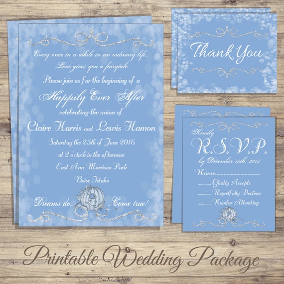 Cinderella Wedding Invitations Kit Fairytale Wedding Etsy
