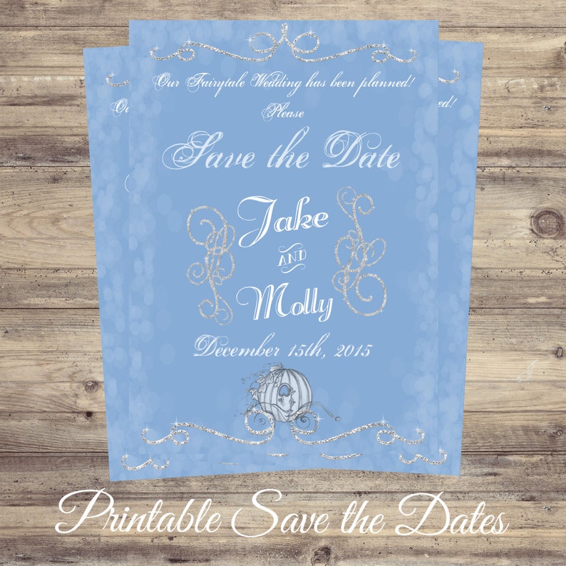 Cinderella Save The Date Fairytale Invitations Wedding Etsy