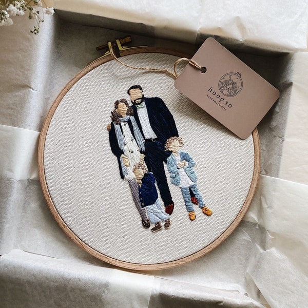 Personalized Custom Family Portrait Embroidery Hoop Wedding Gift House Warming Gift Birthday Gift Anniversary Christmas