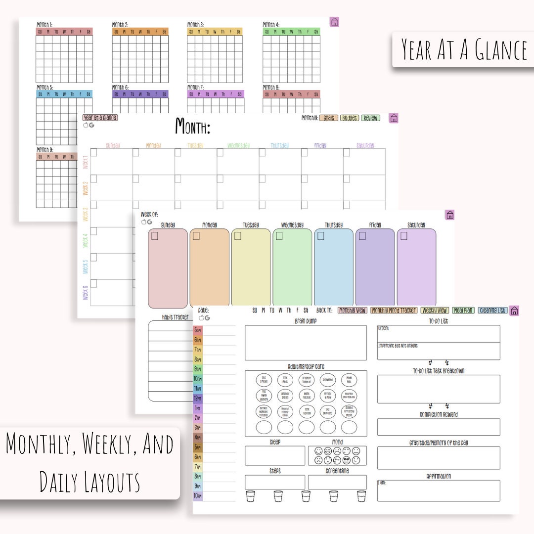 Undated ADHD and Mental Health Digital Planner for iPad or Android ...