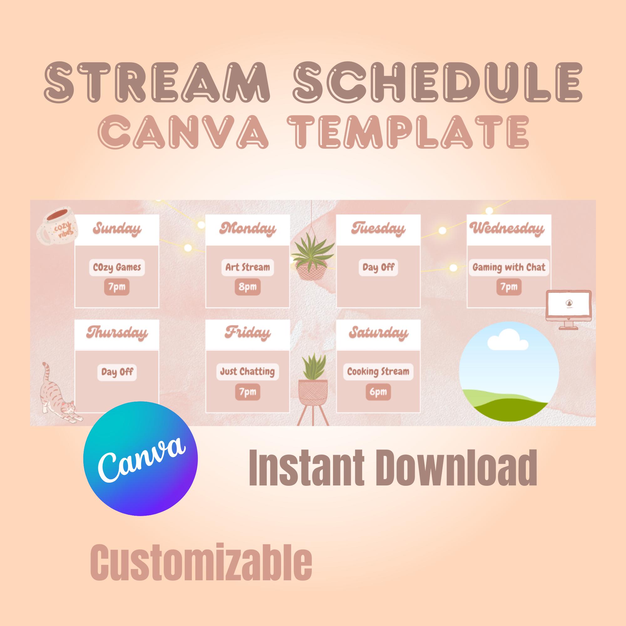 Stream Schedule for Twitch | Cozy Pastel Neutral Peach & Botanical ...