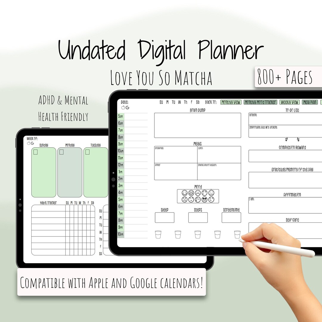 Undated Digital Planner for iPad or Android, Apple and Google Calendar ...
