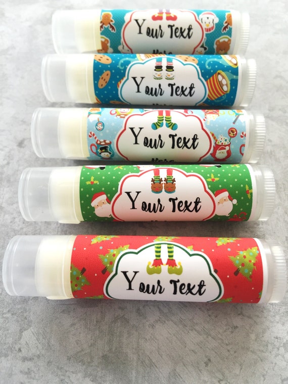 Christmas Stocking Stuffers - Set of 5 - Christmas Lip Balm - Chapstick - Stocking Fillers - Christmas Party Favors - Free Customization Il_570xn