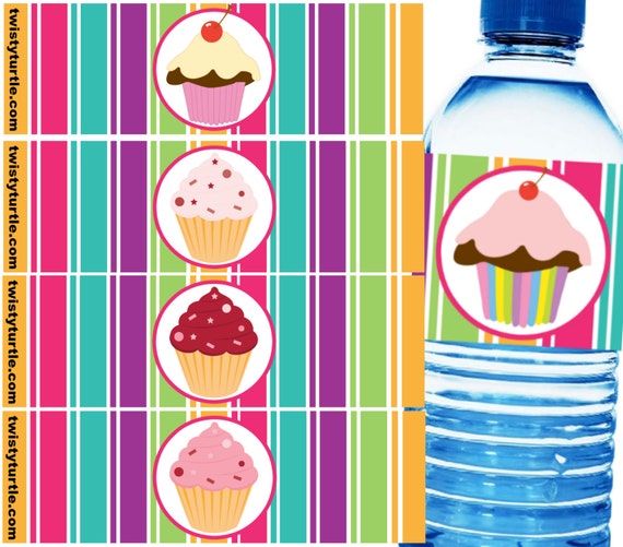 21 Cupcake or Stud Muffin Waterproof Self-Adhesive Water Bottle Labels