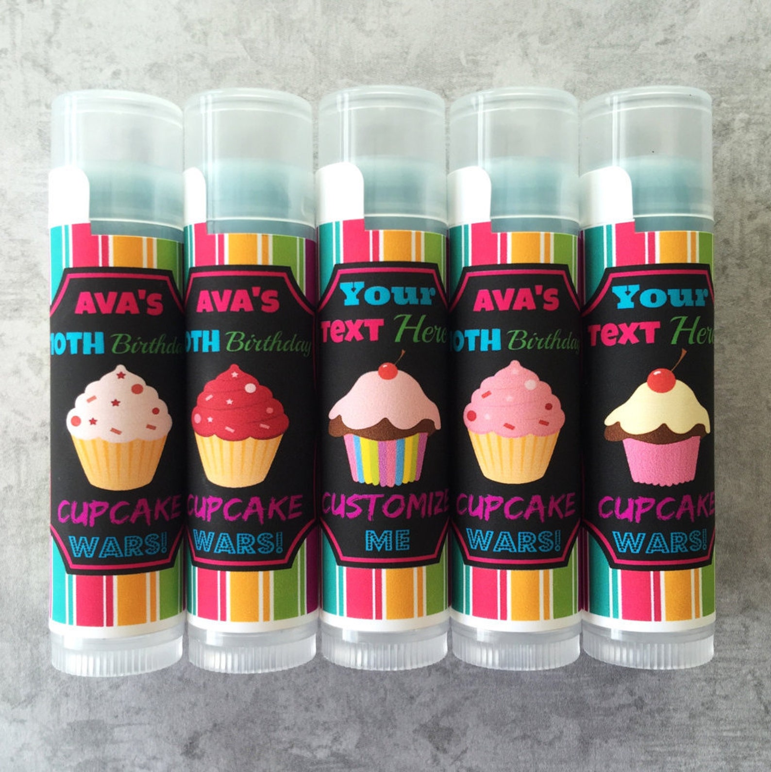 Cupcake Lip Balm Party Favor Set of 5 FREE Customization Etsy