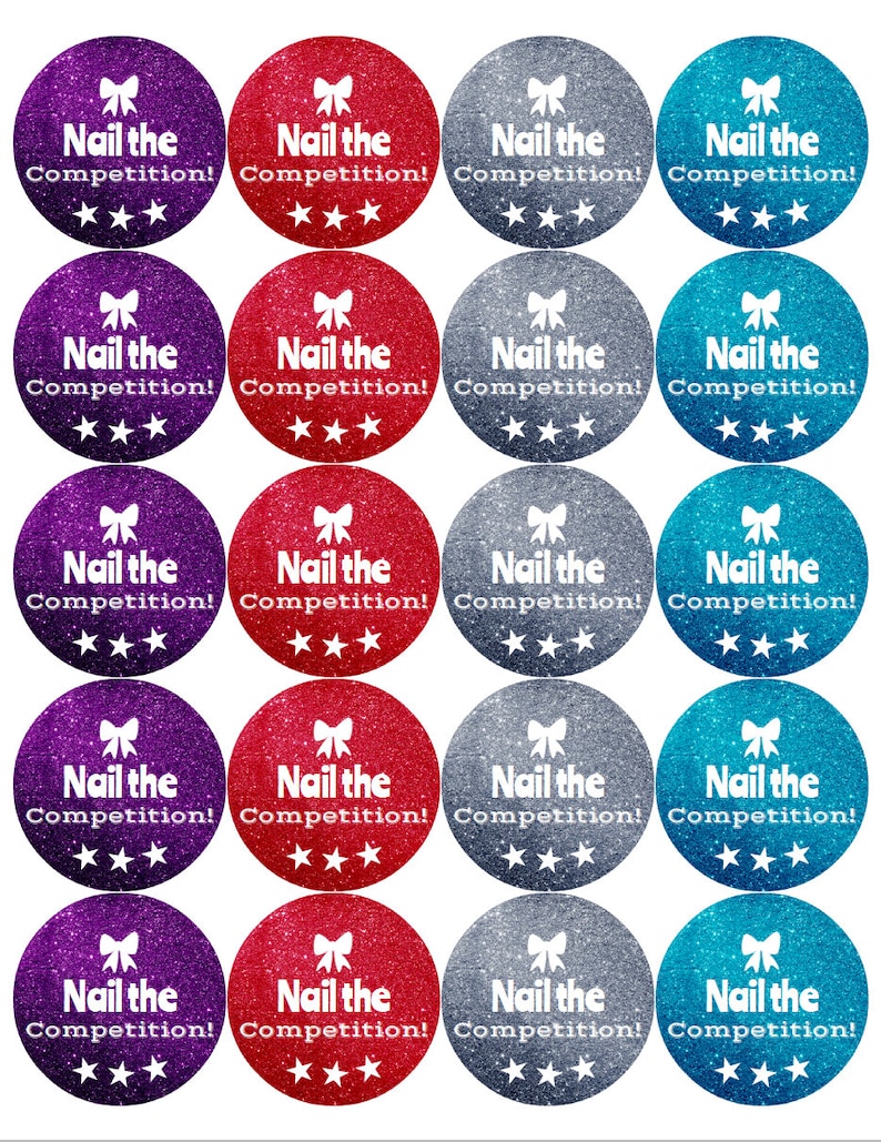 Instant Download Cheer Stickers Favor Tags Team Gift Printable Cheerleading Gift Nail the Competition DIY Cheerleading Gifts