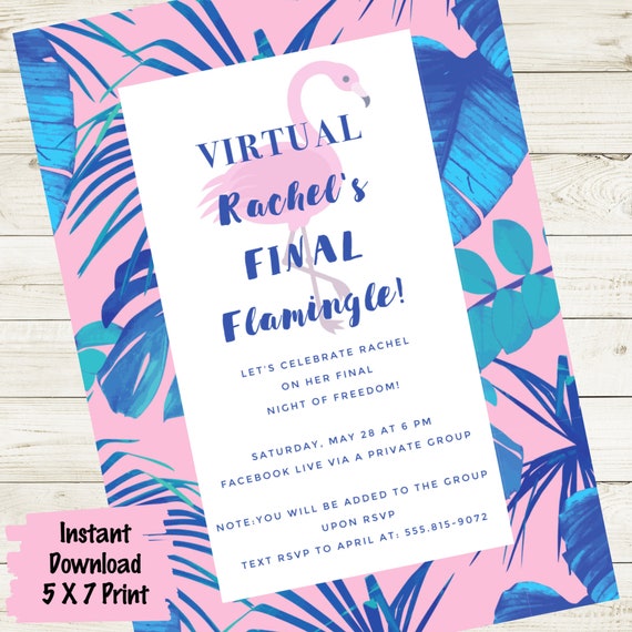 Virtual Flamingo Bachelorette Party Invitation, Final Flamingle, Wedding Party Favors, Bridal Party Favor, Hen, Flamingo, Online Party Idea Il_570xn