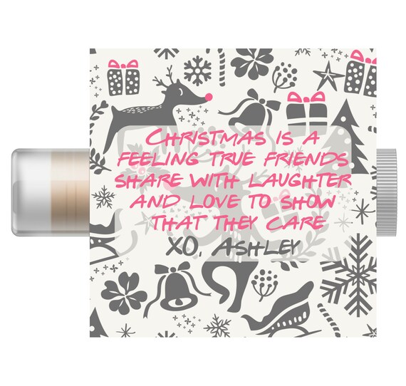 Friends Christmas Party Favor Personalized Lip Balm, Holiday, Chapstick, Custom, Stocking Stuffer, Secret Santa, Personalized Lip Balm, Il_570xn