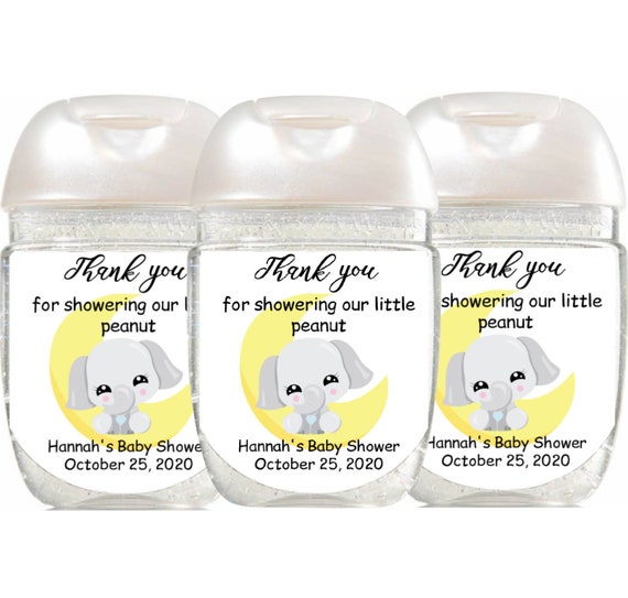Editable Gray Elephant Themed Hand Sanitizer Bottle Label Baby Shower Hand Sanitizer Labels For Bath /& Body Works Pocketbac Bottle