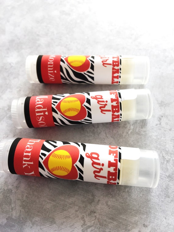 Softball Personalized Lip Balm Party Favors | Set of 5 | Softball Team Chapstick | Girl Softball Favors | Softball Gifts | Softball Award Il_570xn
