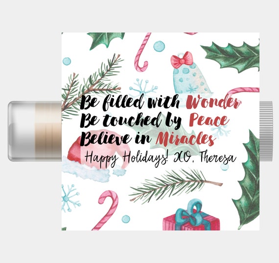 Christmas Party Favor Personalized Lip Balm, Holiday, Chapstick, Custom, Stocking Stuffer, Secret Santa, Class, Teacher Gift, School, Filler Il_570xn