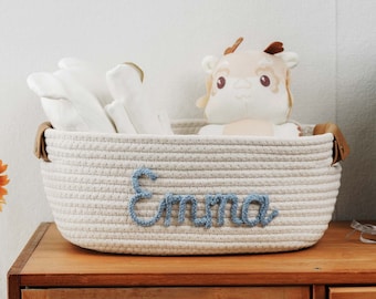 Christening Gift Basket, Baptism and Baby Shower Gift Basket With Personalized  Name, Cotton Rope Basket Gift, Baby Toys Storage Organizer