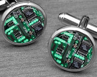 eco cufflinks etsycircuit board cuff links, motherboard cufflinks, groomsman gift father\u0027s day gift him, green cufflinks eco gift recycled gift dad cufflinks