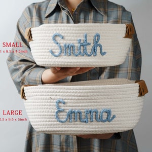 Benutzerdefinierte Babyparty Geschenkkorb, personalisierte Baby Mädchen Jungen Name Baumwollseil Korb Geschenk, Baby Spielzeug Lagerung Organizer Kinderzimmer Dekor