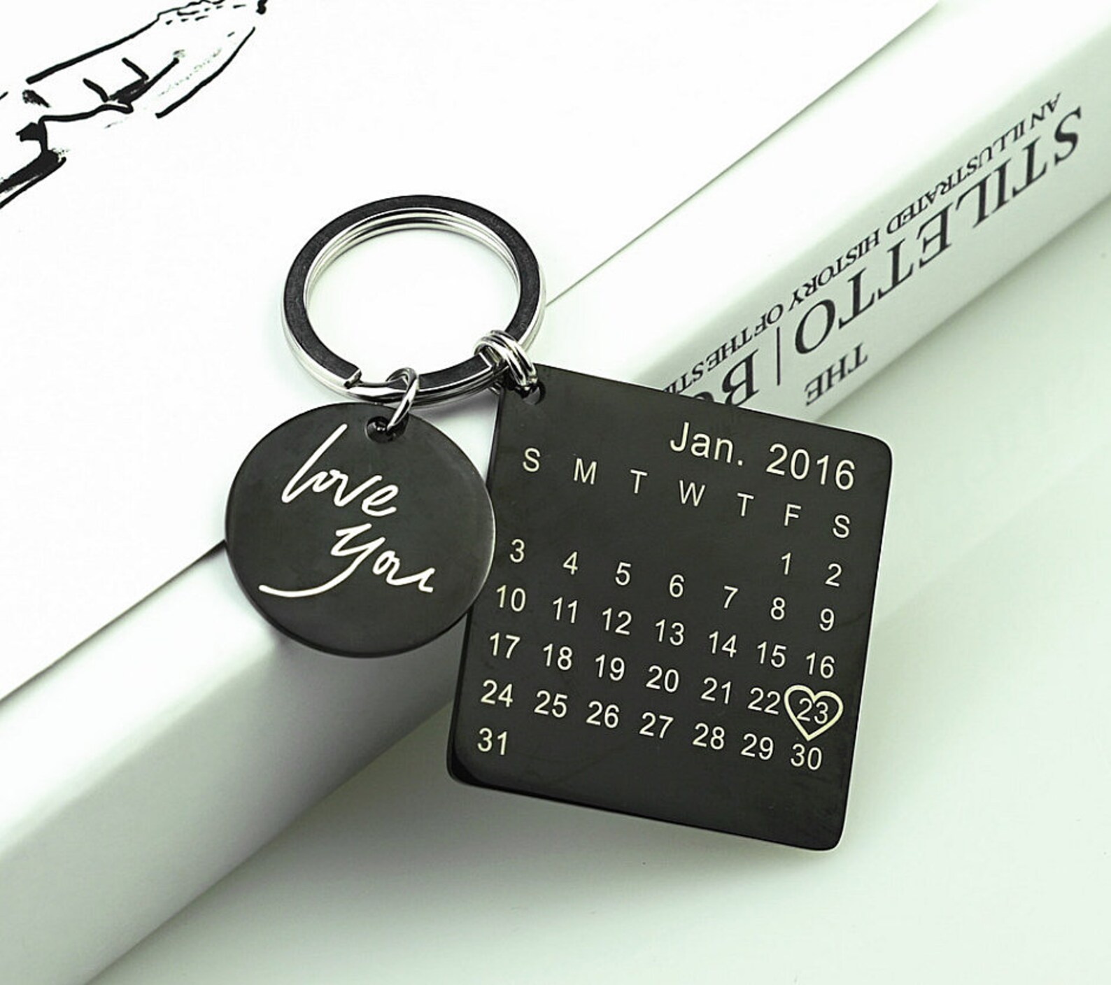 Engraved Calendar Keychain Personalized Calendar Keychain Etsy Calendar Keychain Personalized