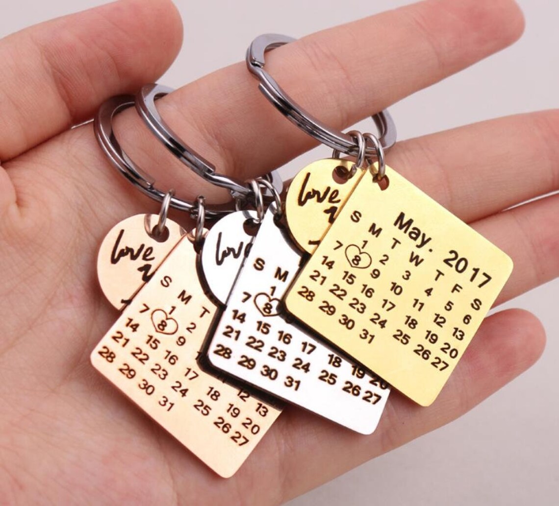 Engraved Calendar Keychain Personalized Calendar Keychain Etsy Calendar Keychain Personalized