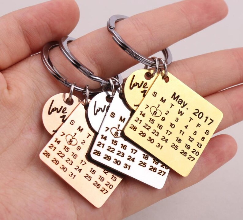 Custom Personalized Calendar Keychain Engraved Calendar Etsy