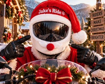 Personalized Santa Motorcycle Helmet Cover, Christmas Helmet Hat for Riders