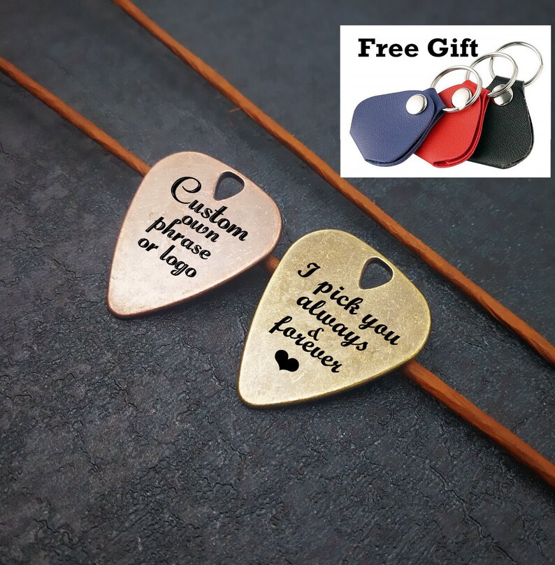 Engraved Guitar Pick with Leather CasePersonalized Guitar Etsy