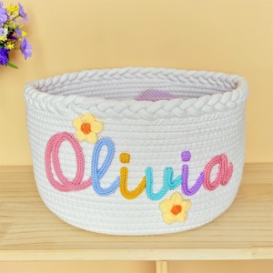 Baby Basket Gift, Custom Baby Shower Basket, Personalized Handmade Cotton Rope Basket, Baby Shower Gift, Baby Boy & Girl Storage Organizer